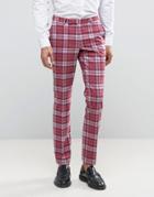 Noose & Monkey Super Skinny Suit Pants In Check - Pink