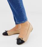Asos Design Wide Fit Larva Toe Cap Ballet Flats-multi
