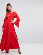 Forever New Flippy Maxi Dress With Frill Detail - Red