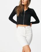 Asos Design Organic Cotton Blend Denim '90s Longline Shorts In Off White