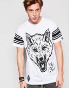 Rum Knuckles T-shirt Wolf Print - White