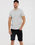 Asos Design Jersey Polo In Gray