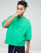 Asos Super Oversized Boxy T-shirt In Heavy Weight In Green - Green