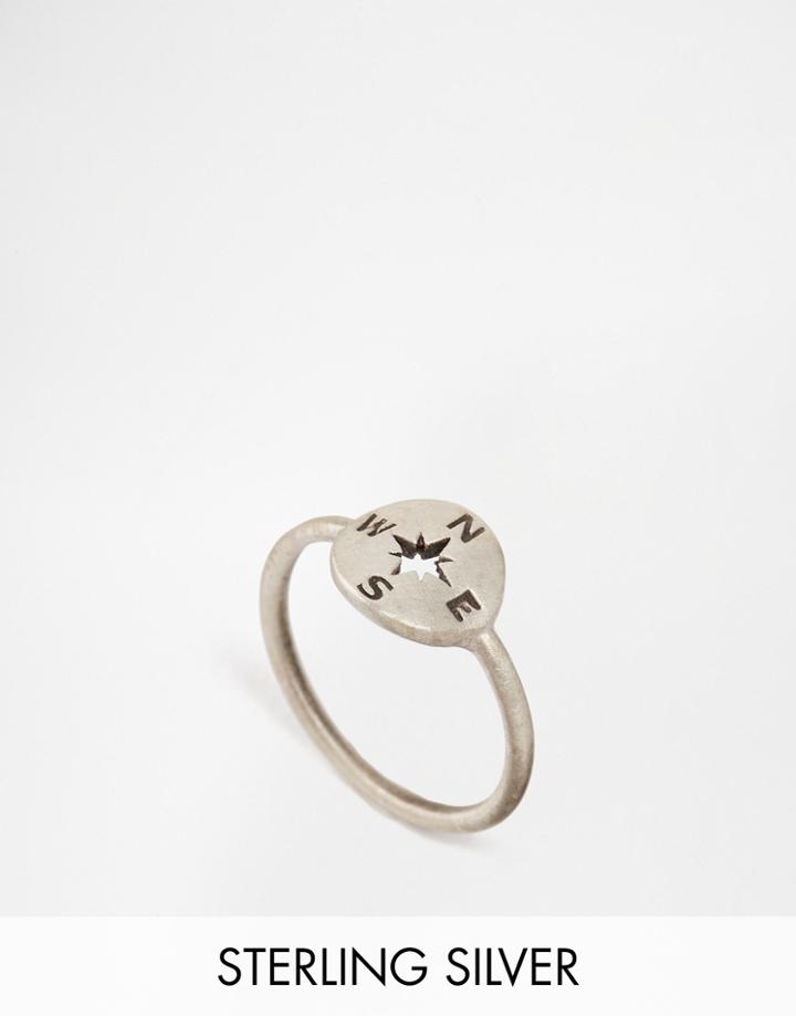 Dogeared Going Places Compass Ring - Silver