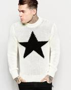 Diesel Crew Sweater K-chamele Loose Star Knit In White - White