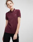 Fred Perry Twin Tipped Polo Shirt With Metallic Trim - Brown