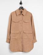 Y.a.s Longline Shirt With Pocket Detail In Tan-brown