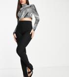 Pieces Tall Split Hem High Waist Pants In Black