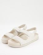 Pull & Bear Quilted Grandad Sandal In White