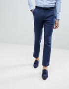 Asos Design Wedding Slim Suit Pants In Blue Wool Mix Twill