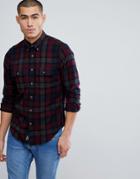 Abercrombie & Fitch Check Flannel Shirt Regular Fit In Burgundy Blackwatch Plaid - Red