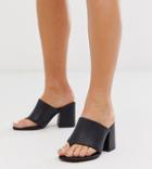 Asos Design Wide Fit Waterfall Leather Heeled Sandals In Black - Black