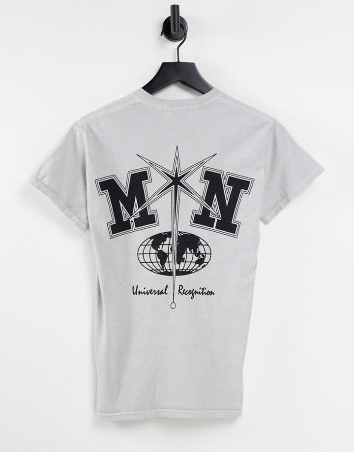 Mennace Oversized T-shirt In Off White With Black Logo Print
