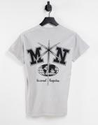 Mennace Oversized T-shirt In Off White With Black Logo Print