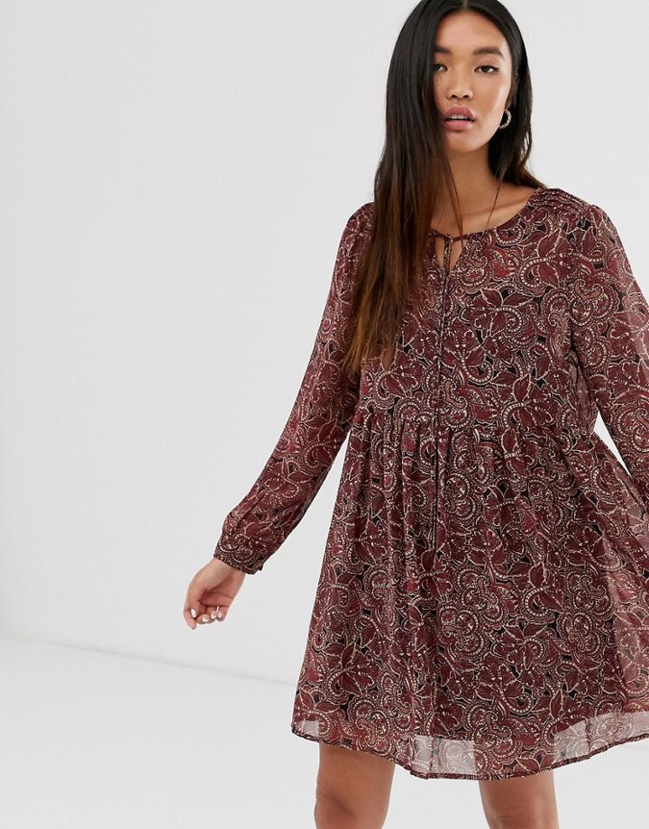 Only Chiffon Dress In Paisley Print - Black