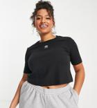 Adidas Originals Plus Essentials Cropped Top With Central Logo In Black