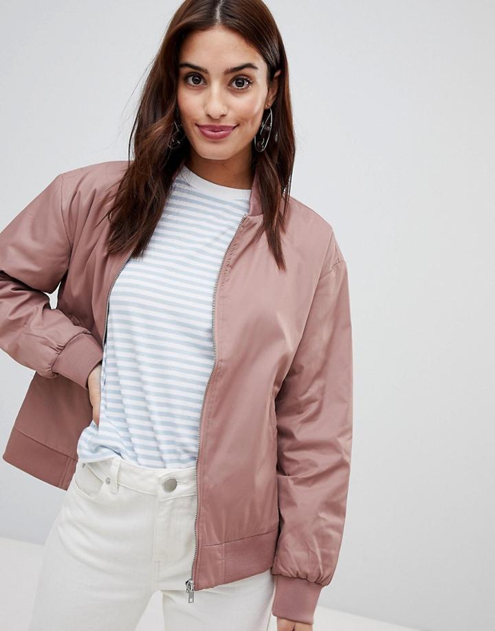 Na-kd - Side Slit Bomber Jacket - Dusty Dark Pink - Pink