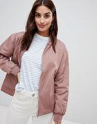 Na-kd - Side Slit Bomber Jacket - Dusty Dark Pink - Pink