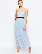 Love Maxi Dress With Pleated Skirt And Lace Top - Powder Blue