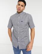 Fred Perry Gingham Short Sleeve Shirt In Blue