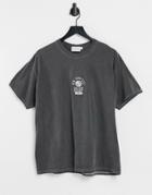 Topman Oversized T-shirt With Nyc Print In Washed Black