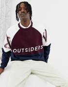 Asos Design Oversized Sweatshirt With Color Blocking And Text Print-white