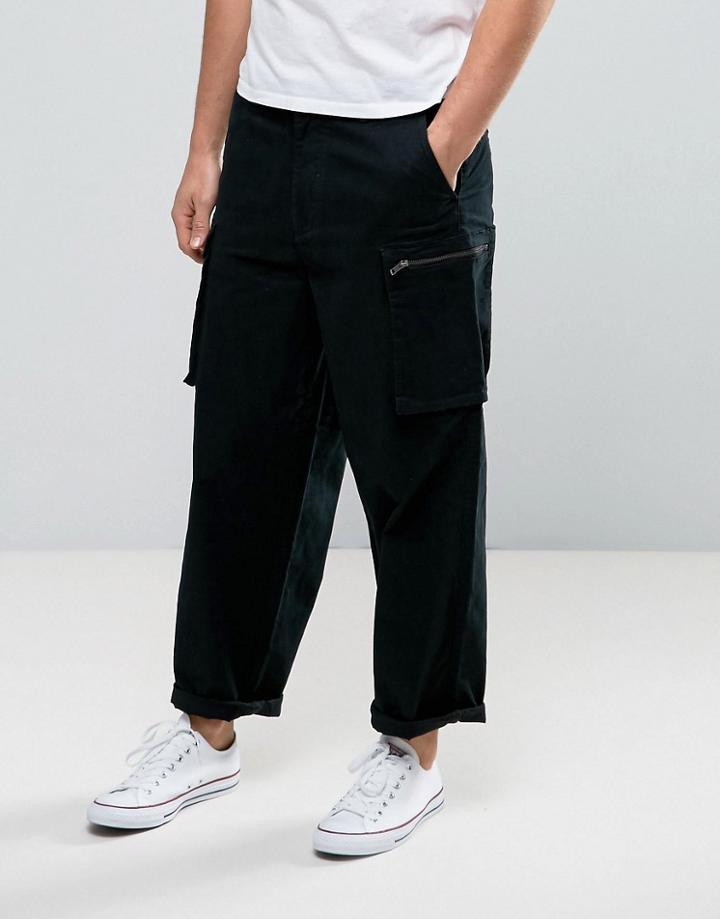 Dr Denim Vincent Chino Loose Fit Cargo Pocket - Black