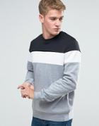 Threadbare Ribbed Panel Sweater - Gray
