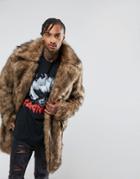 The New County Oversized Faux Fur Jacket In Heavyweight - Brown