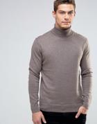 Esprit Roll Neck Cashmere Mix Sweater - Beige