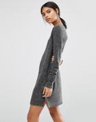 Vila Slouchy Knit Mini Dress - Gray