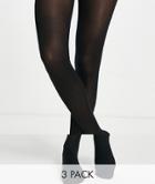 New Look 3 Pack 70 Denier Opaque Tights In Black