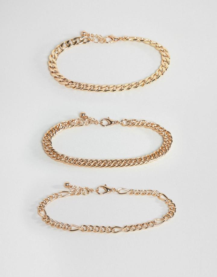 Asos Design Vintage Style Bracelet Chain Pack In Gold - Gold