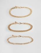 Asos Design Vintage Style Bracelet Chain Pack In Gold - Gold