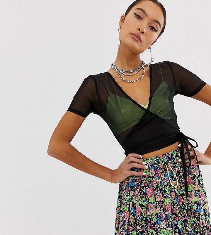 Collusion Mesh Knot Front Top-black