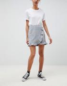 Asos Design Tailored Check Mini Skirt With Ruffle - Multi