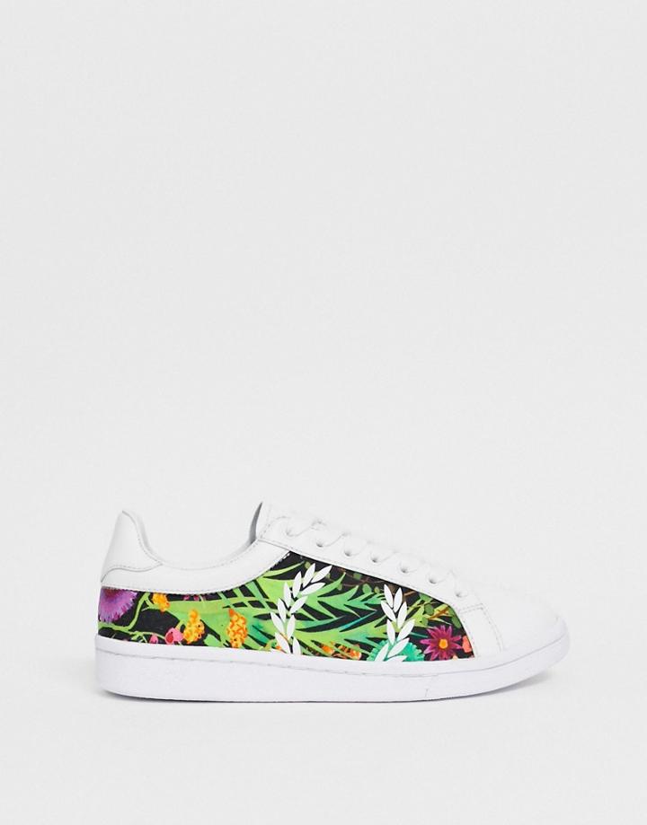 Fred Perry B721 Liberty Print Leather Sneaker - White