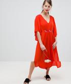 Vila Maxi Dress With Embroidery - Orange