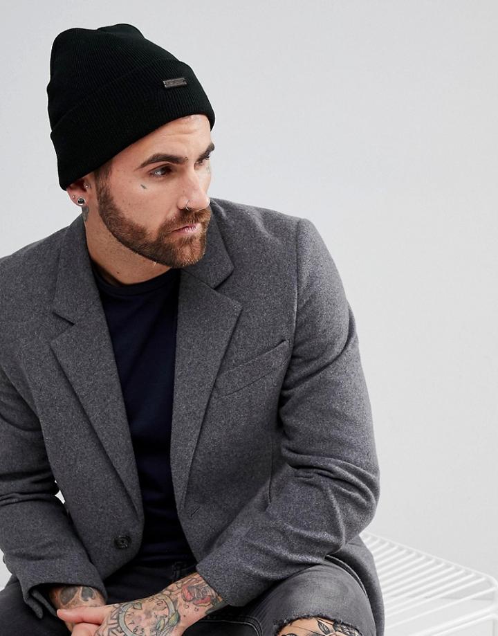 Ben Sherman Beanie Hat In Black - Black