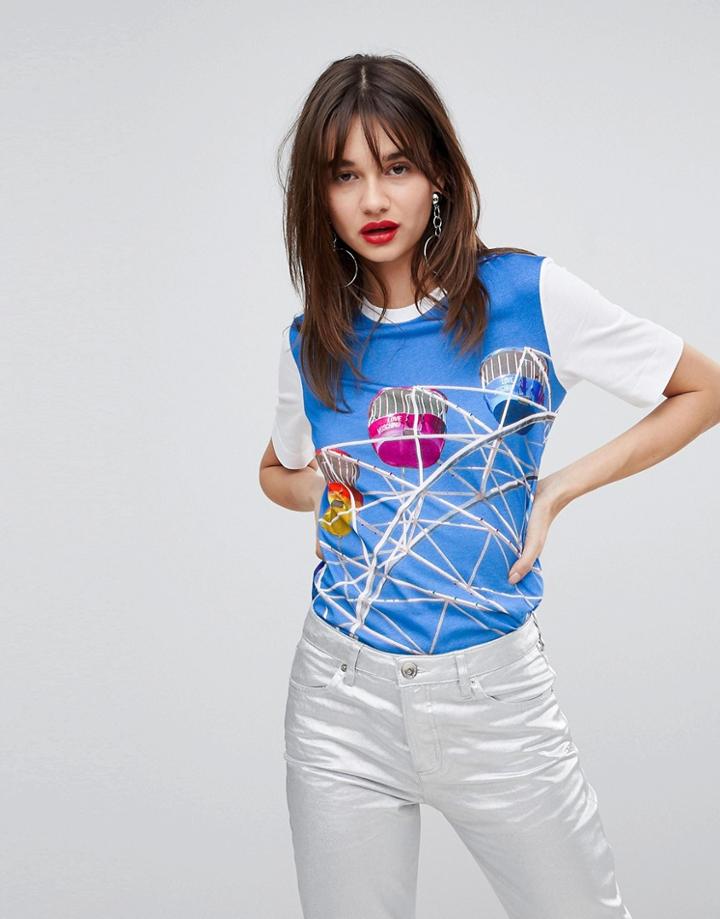 Love Moschino Ferris Wheel Print T-shirt - White