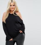 Asos Curve Top With Drapey Cold Shoulders - Black