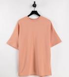 Selected Exclusive Unisex Cotton Oversized Sweat T-shirt In Coral-orange