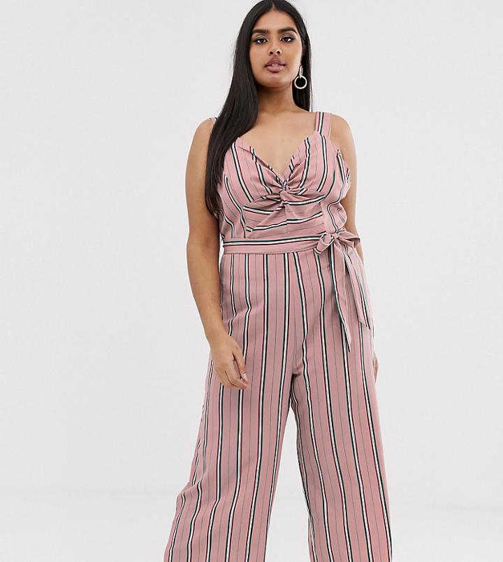 Unique21 Hero Stripe Twist Wrap Jumpsuit-multi
