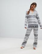 Asos Design Christmas Fairisle Traditional Wide Leg Pyjama Set In 100% Modal - Multi