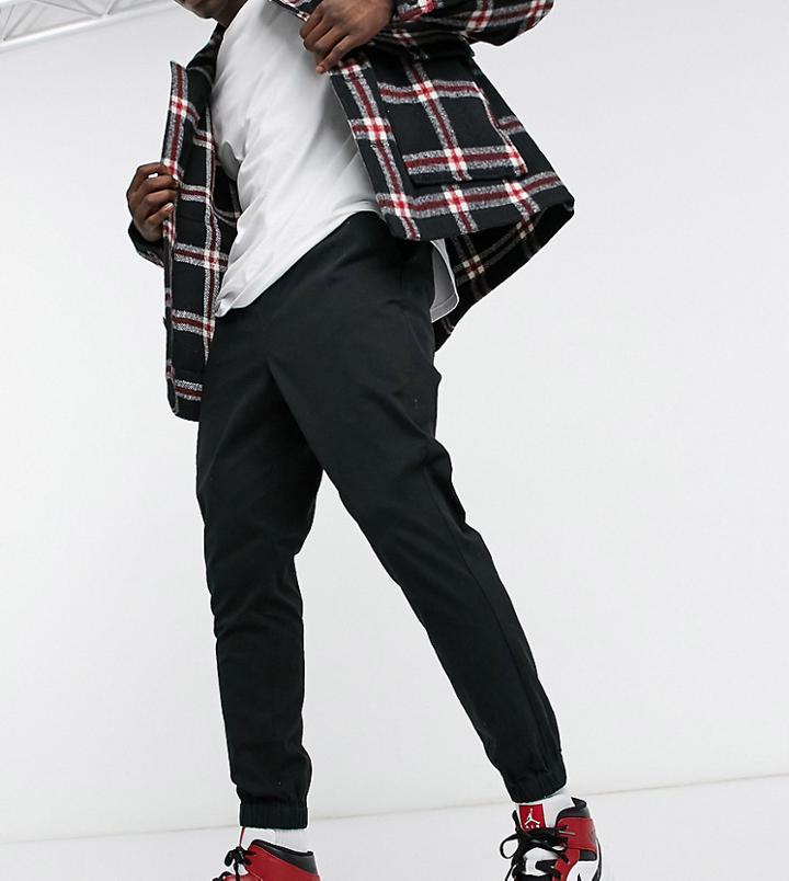 Asos Design Tapered Chino Joggers With Elasticized Waist In Black