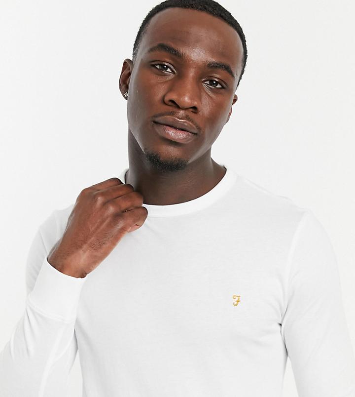 Farah Worthington Tall Organic Cotton Long Sleeve T-shirt In White