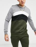 Brave Soul Matching Slim Fit Sweatshirt Print In Khaki-green