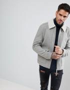 New Look Wool Aviator Jacket With Fleece Collar In Gray - Gray