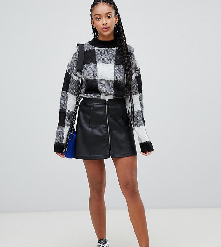 Bershka Zip Front Pu Skirt