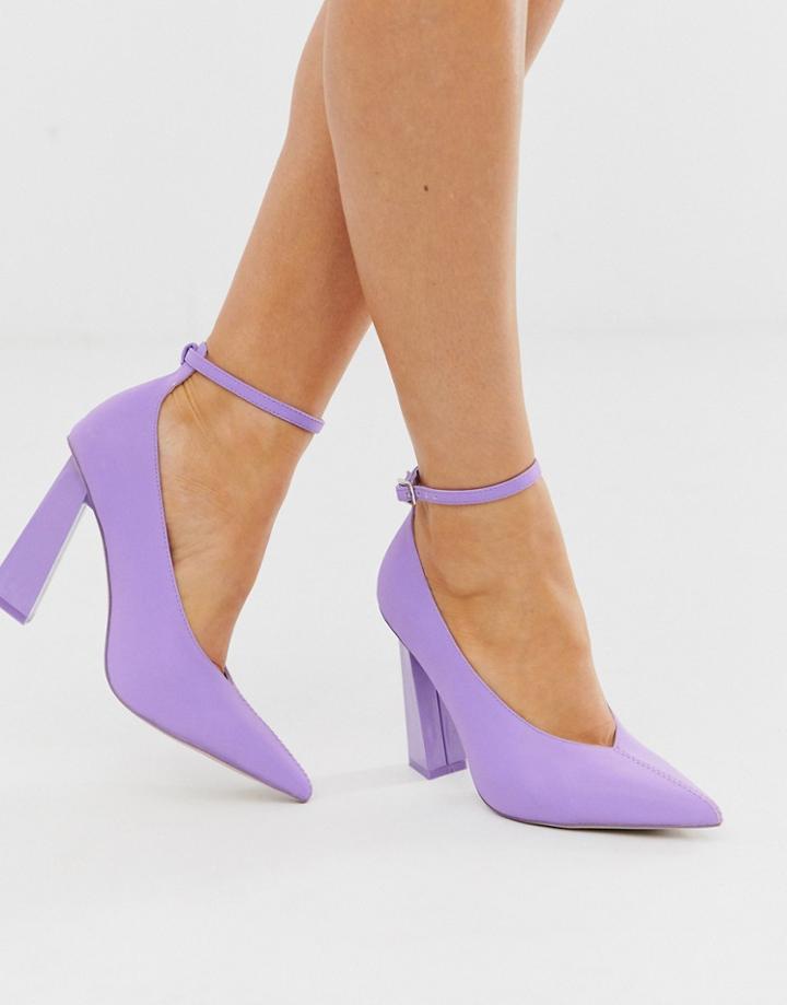 Asos Design Plush Reflective Pointed High Heels In Lilac-multi